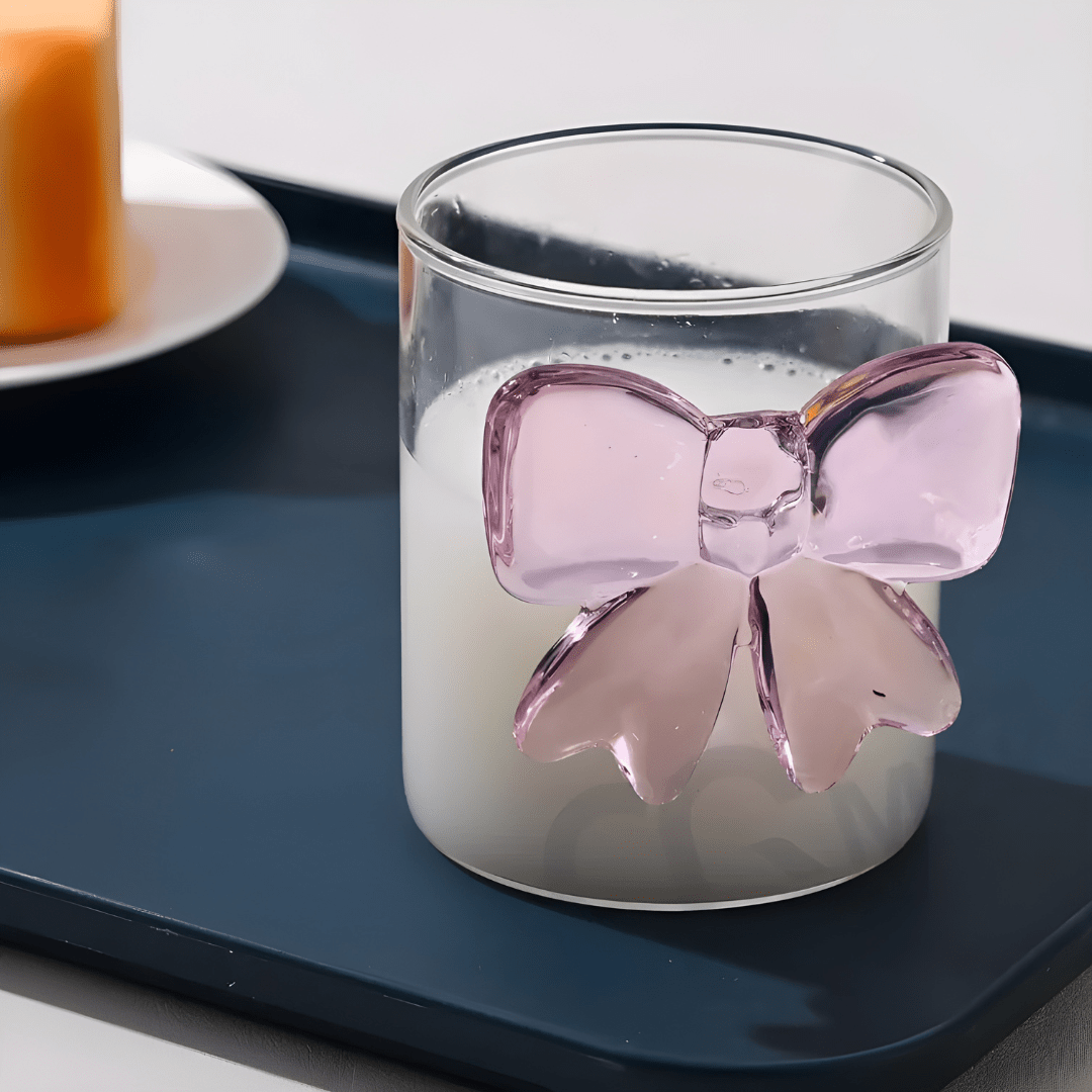 300ml 3D Bow Knot Glass Cup – High Borosilicate & Heat-Resistant