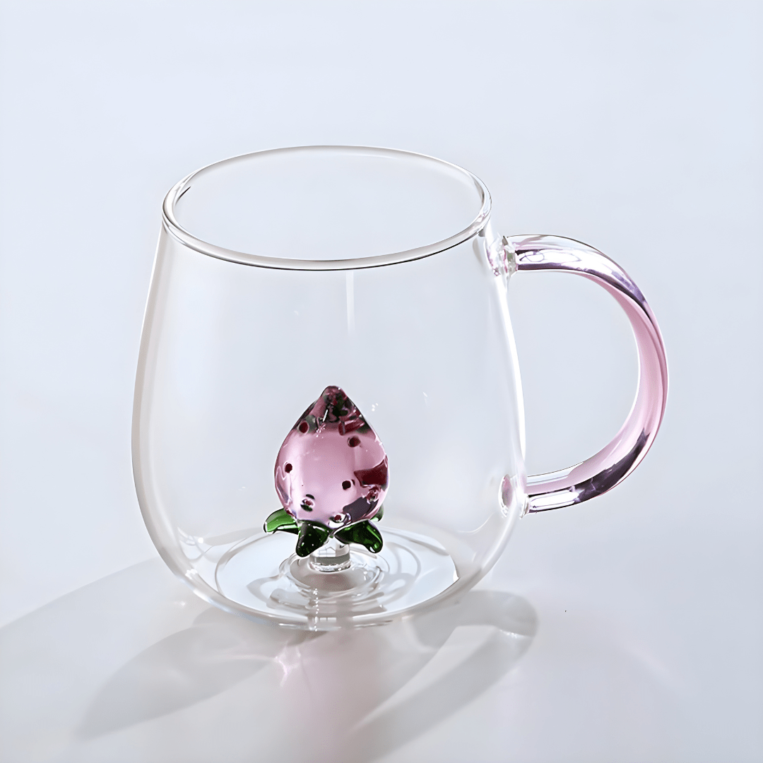 350ml Borosilicate Glass Mug with 3D Strawberry