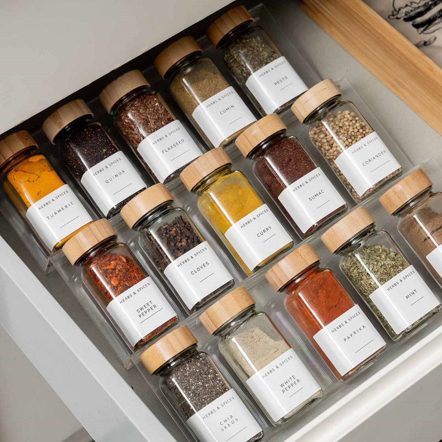 Clear Acrylic 4-Tier Spice Drawer Organizer
