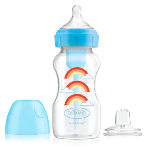 DrBrown's - Wide Neck OP+ - Bottle 270ML LvL.3 (6m+) - Nipple - Sippy Spout - Blue