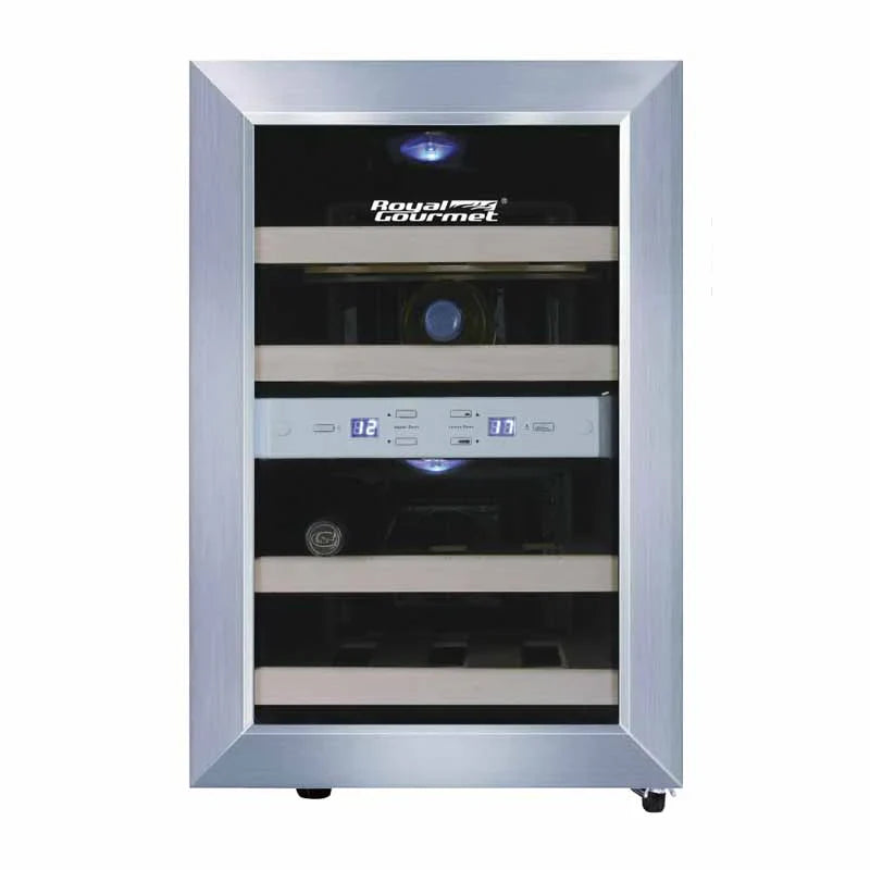 Thermoelectric Wine Cooler , 12 Bottles , Dual Zone , Wood