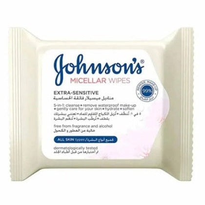 Johnson's Facial Wipes Micellar Extra Sensitive White - 25 Wipes - Medaid