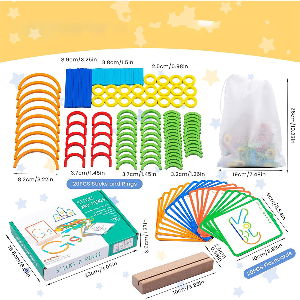 Sticks and Rings Puzzle Stem Kindergarten For Kids