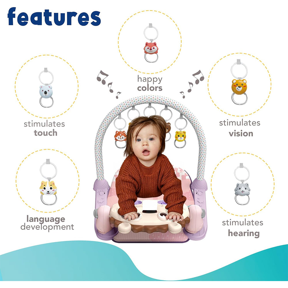 (Net) Lion Baby Play Mat And Piano Gym With Tummy Time & Musical Light