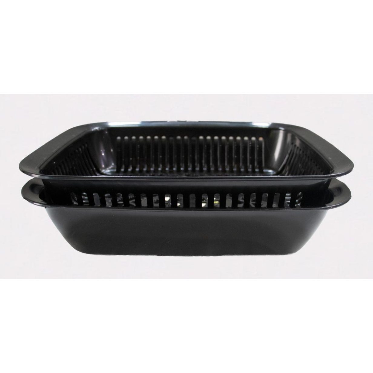 Rectangular Colander with Bowl - 36 x27cm, Black
