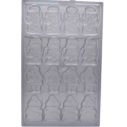 Snowman&Santa Claus Christmas Shaped Chocolate Mould, Polycarbonate 28cmx17.5cm