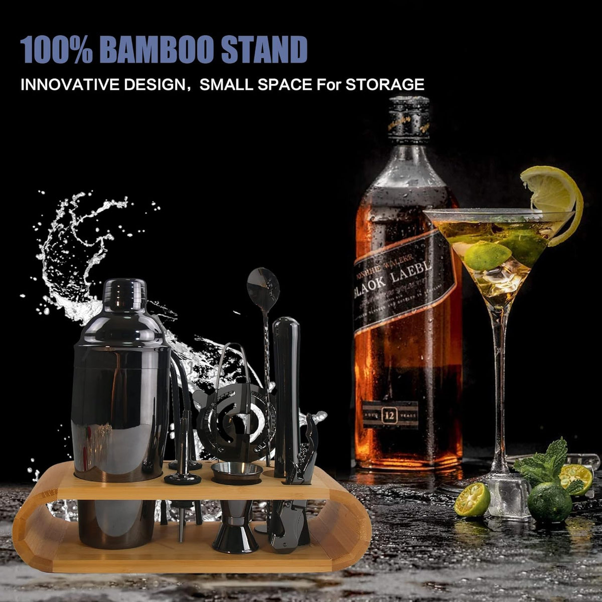 Metalic Black 12pcs Shaker Set X1097