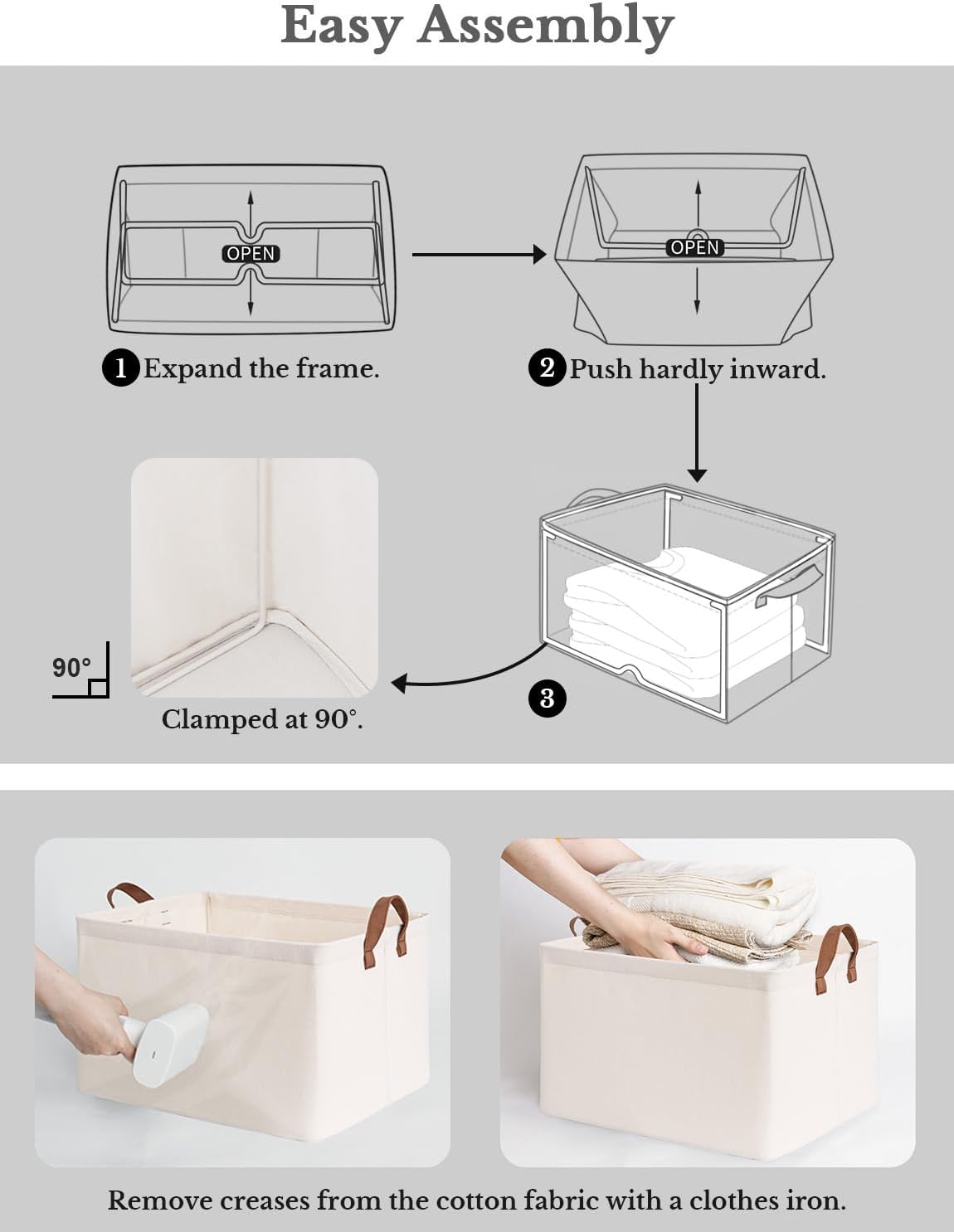 Beige Cloth Fabric Basket Organiser X1218