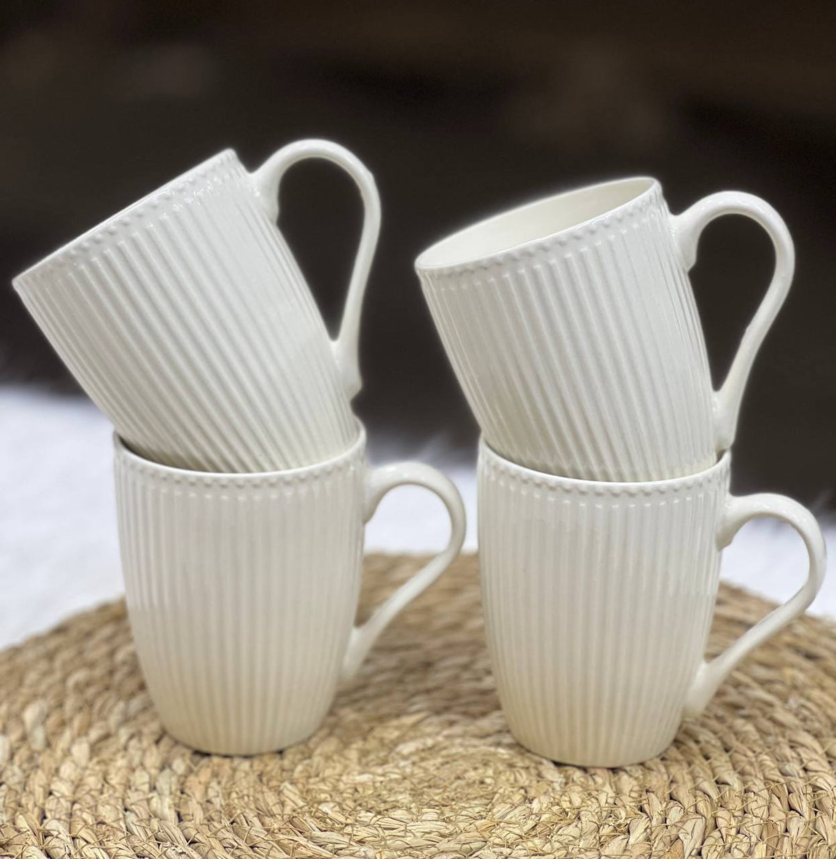 4pcs Ceramic White Mugs Set X1249