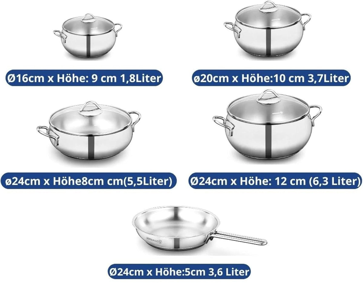 5 pcs Turkish Stainless Pot Set X1331