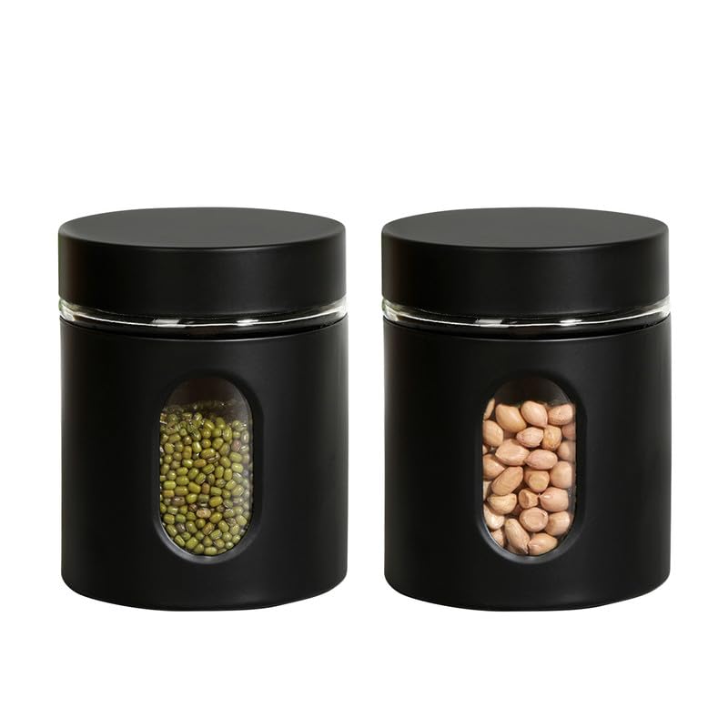Glass & Stainless Black Small Jar X1383