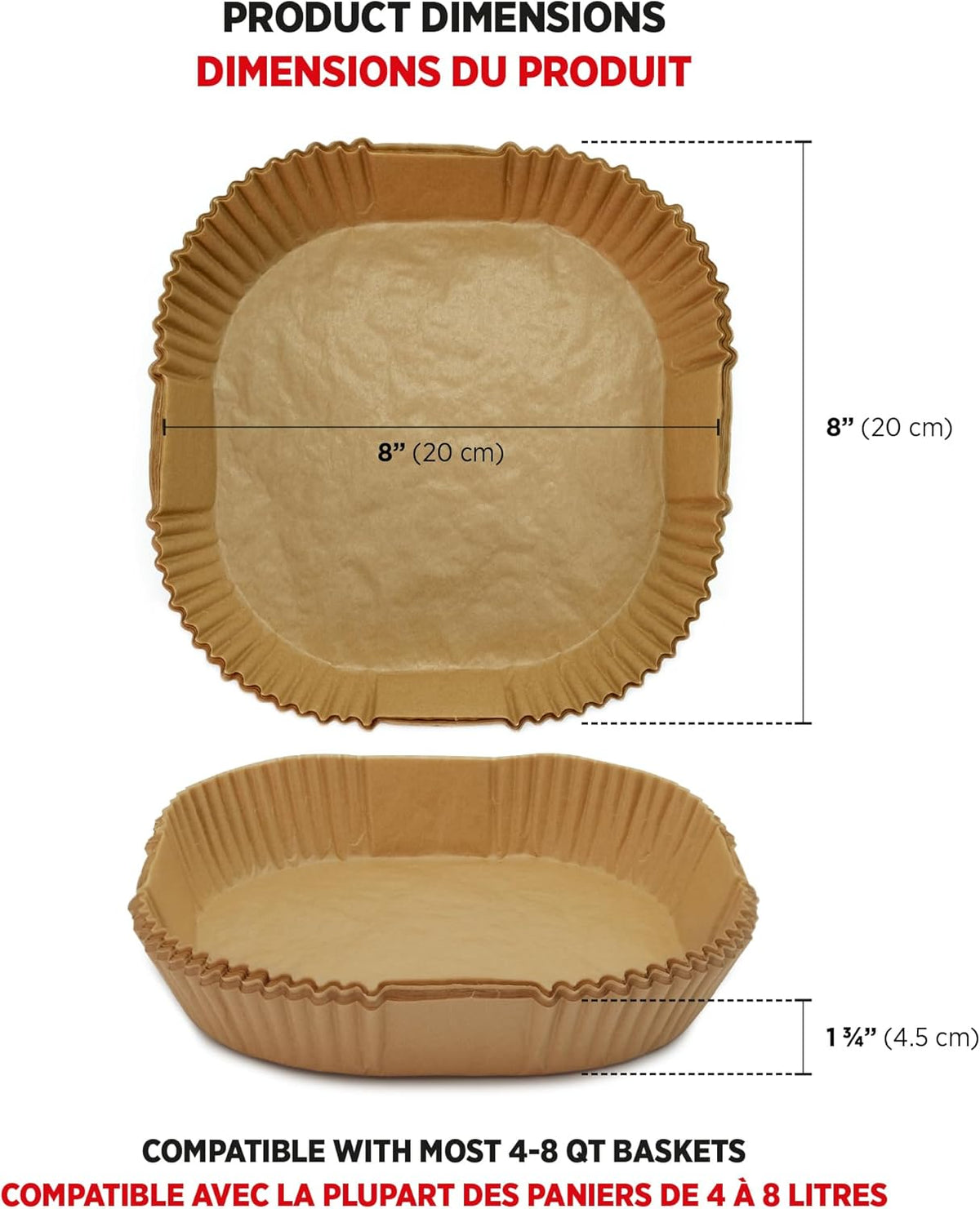 20cm Square Air Fryer Liners 50pcs X1407