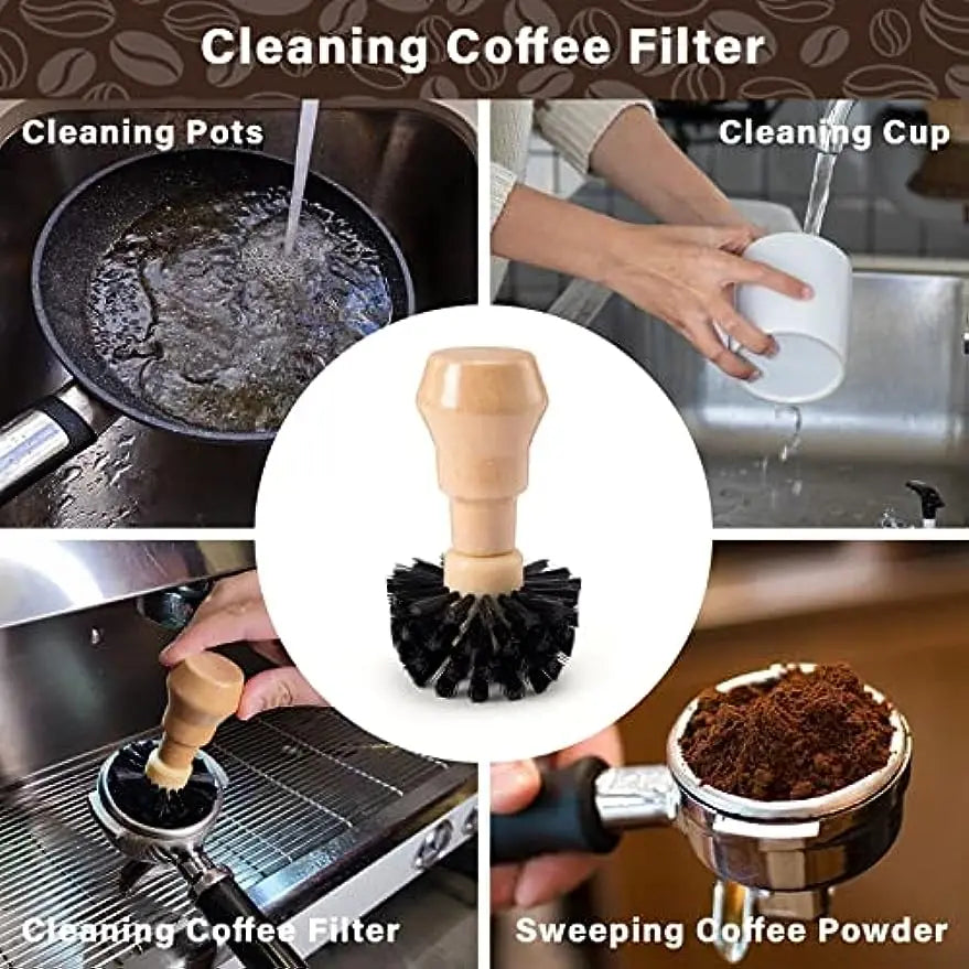 58mm Espresso Coffee Machine Portafilter Wooden Brush X1464