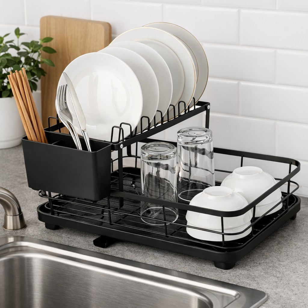 Black Metal Dish Rack With Drainer No. 5800360 X1472
