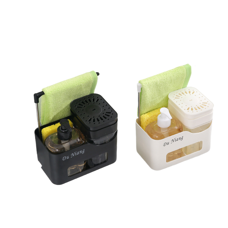 Kitchen Soap Dispenser Set with Dishwashing Liquid and Hand Soap Detergent, Sponge Holder X1503