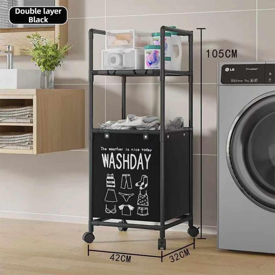 Laundry Basket With Over Rack and Wheels No. YX9142 X1507