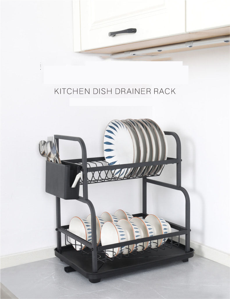 Black Metal 2 Layers Dish Rack No. WL-FX16 X1522