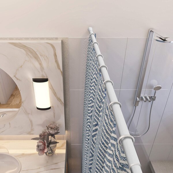 Aluminum White Shower Curtain Rod 140-260cm X1526
