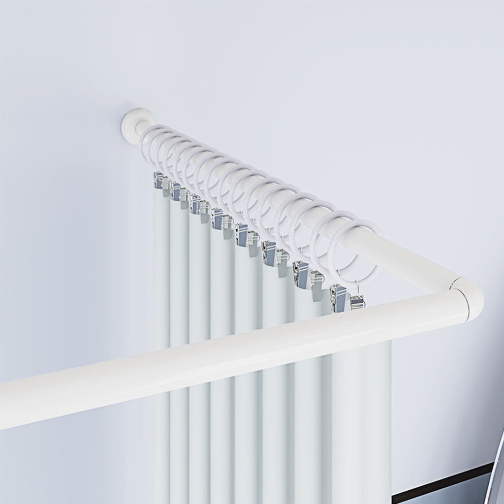 White Aluminum Corner Shower Curtain Rod U Shape X1527