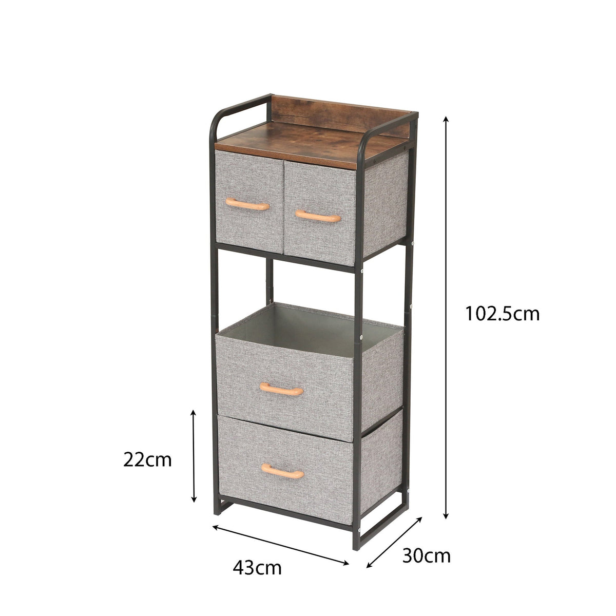 Fabric Dresser with 5 Drawers - Sturdy Steel Frame, Wooden Top & Easy Pull Fabric Bins No. YP-807 X1537