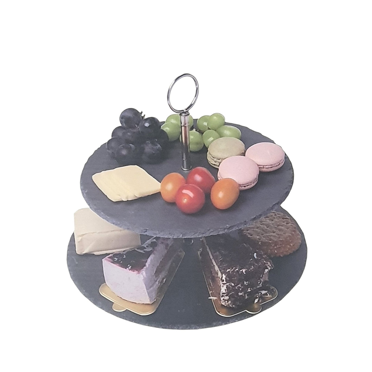 SLATE CAKE STAND 25+30CM X316