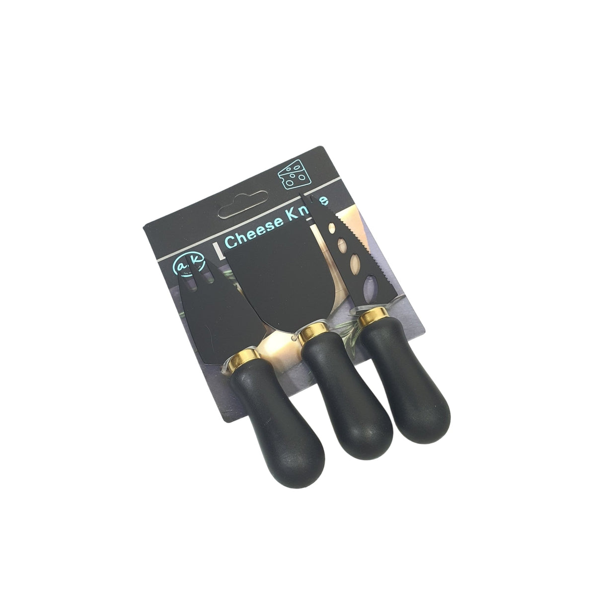 3PCS BLACK SMALL CHEESE KNIFE SET X333