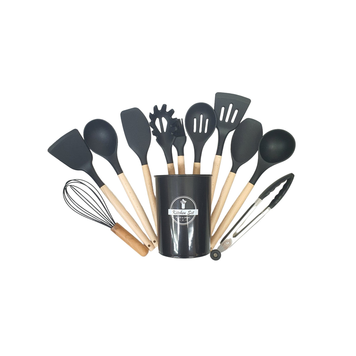 12PCS BLACK SILICONE UTENSILS SET X437