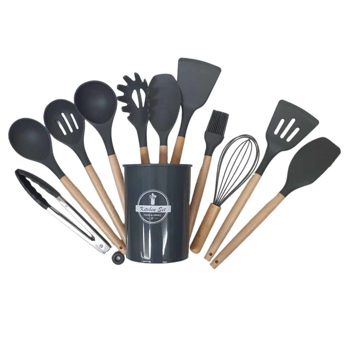 12PCS GRAY SILICONE UTENSILS SET X438