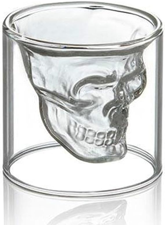 DOUBLE GLASS 250ML DRINK CUP SKULL X466