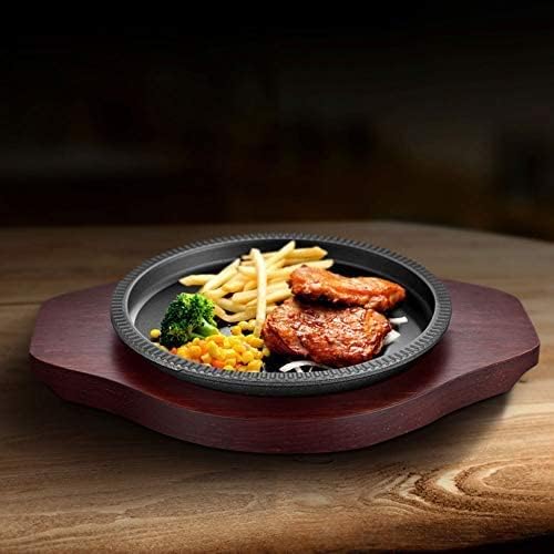 CAST IRON SIZZLER WITH WOOD BASE X643