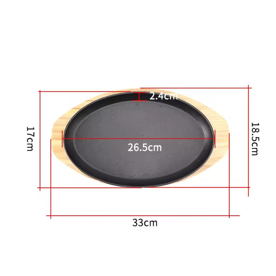CAST IRON SIZZLER WITH WOOD BASE X675
