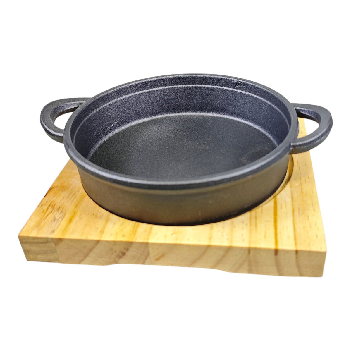 CAST IRON SIZZLER WITH WOOD BASE X677