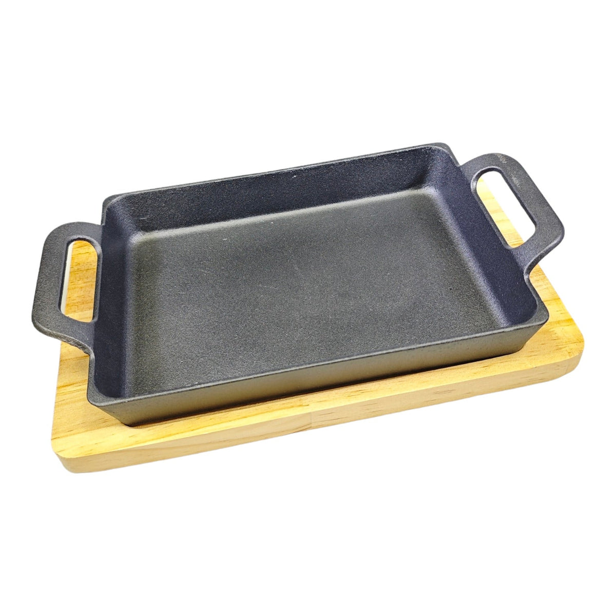 CAST IRON SIZZLER WITH WOOD BASE X678