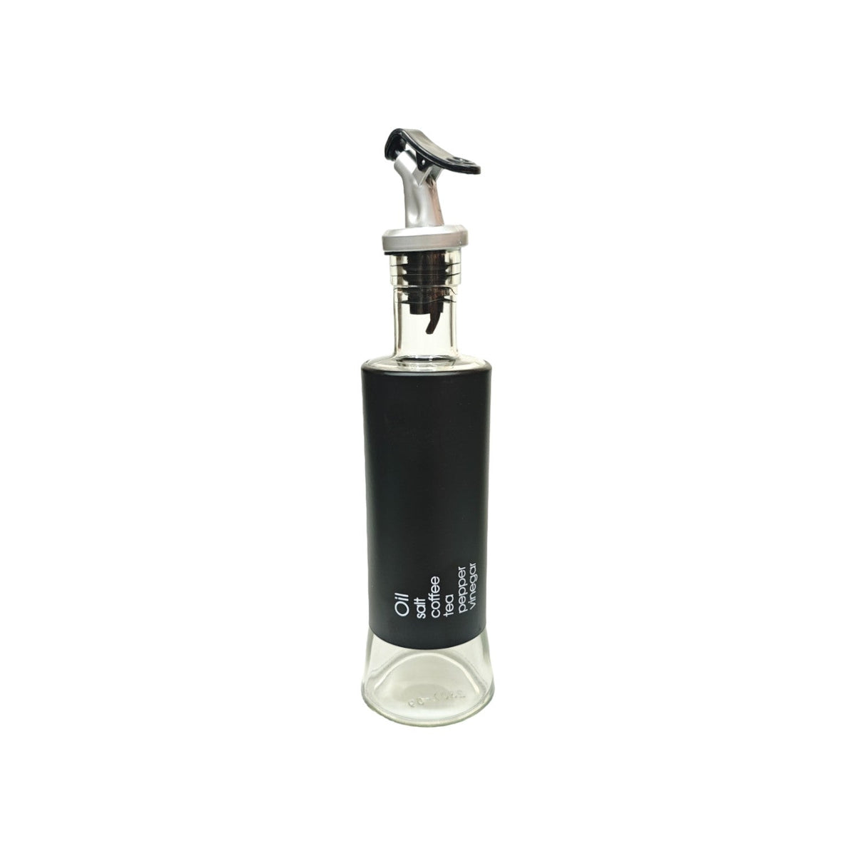 Black Stainless & Glass Long Oil Bottle X805 (Gold Knob)