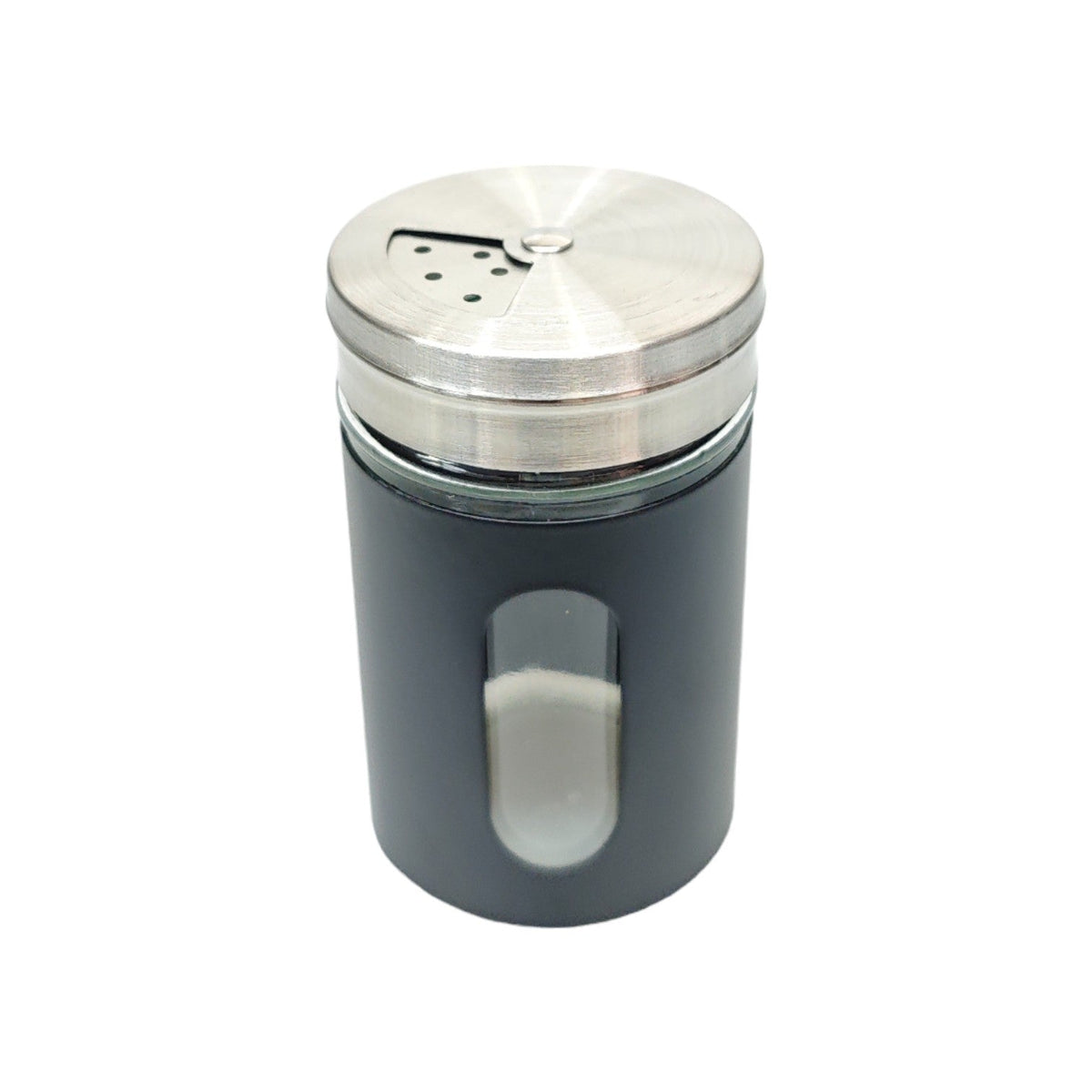 Black Stainless & Glass Salt Shaker X809 1pc