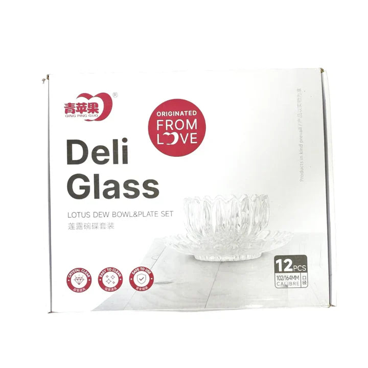 Deli Clear Ribbed Glass Bowl Amd Sauccer