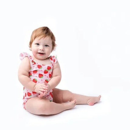 Zoocchini - Baby Ruffled Swim Suit - Strawberry - Pink