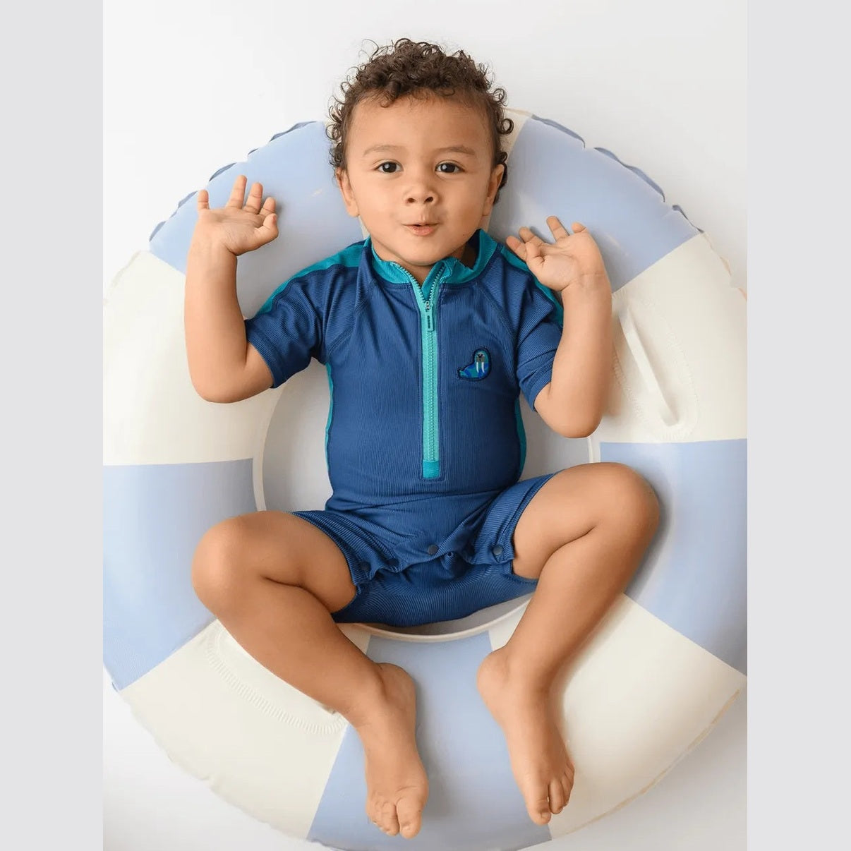 Zoocchini - Boy's One Piece Rashguard Swimsuit - Wally The Walrus