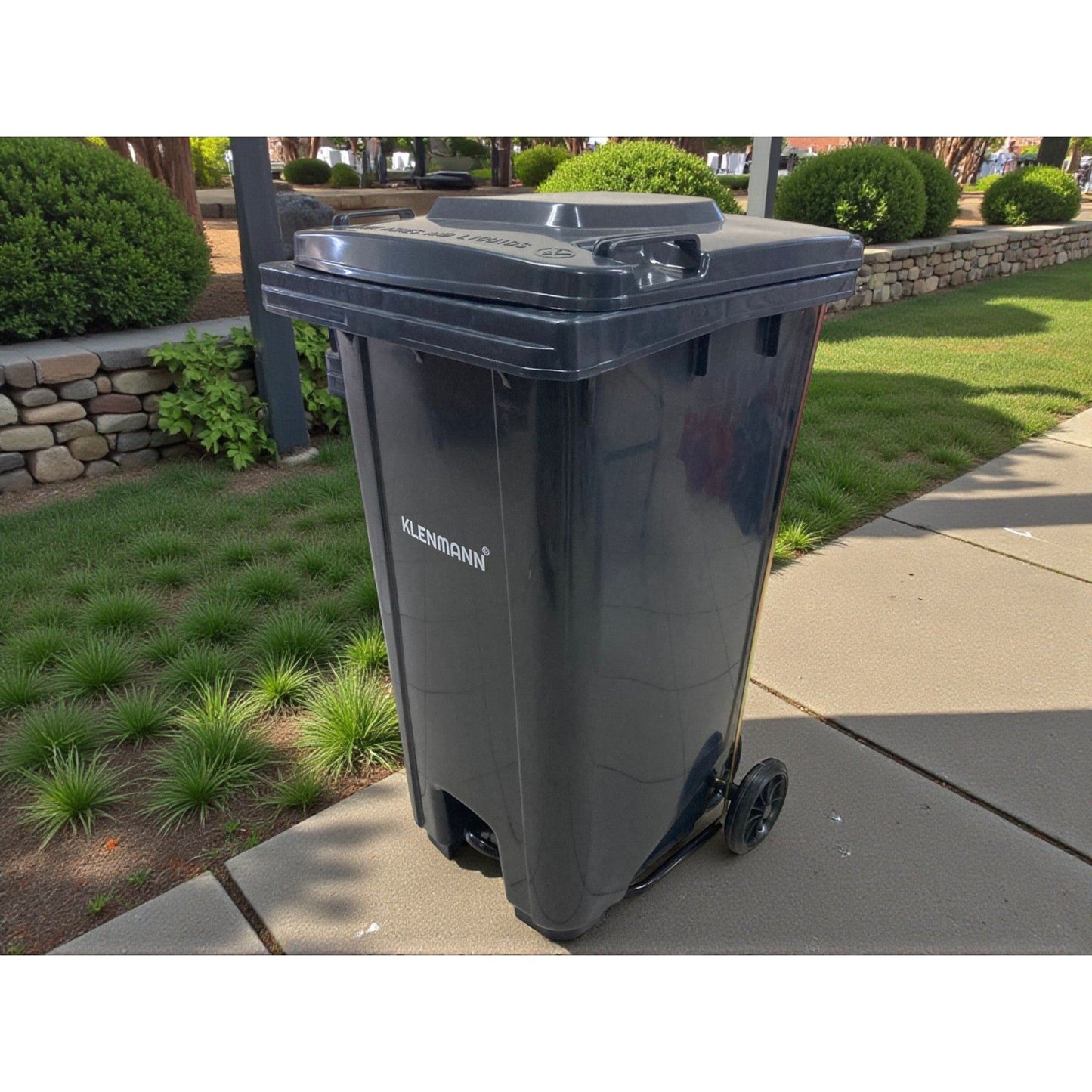 Heavy Duty Plastic Dustbin with Metal Step 240L w Wheels
