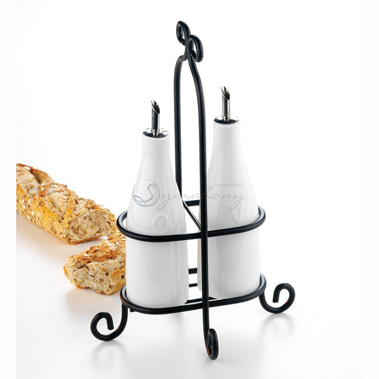 Symphony oil and vinegar set with metal rack