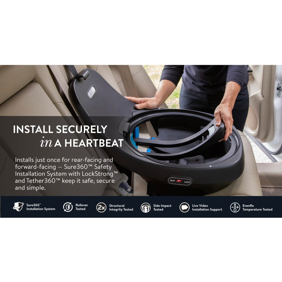 Evenflo® Revolve360™ Slim 2-in-1 Rotational Car Seat with SensorSafe™ obsidian black