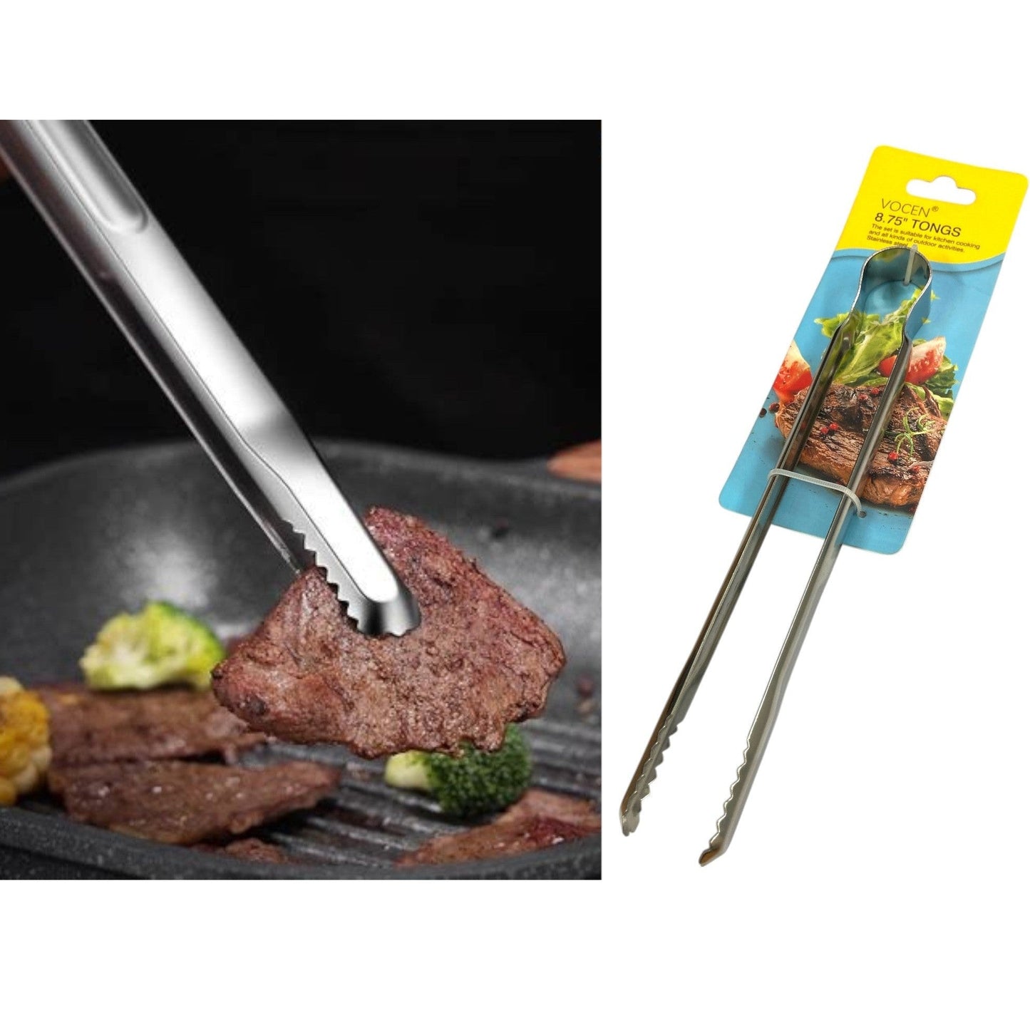 Ergonomic Stainless Steel Food Tong 23 cm