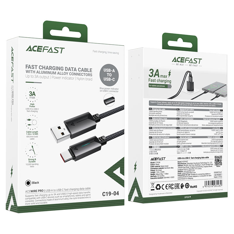 Acefast Charging Data Cable USB-A to USB-C