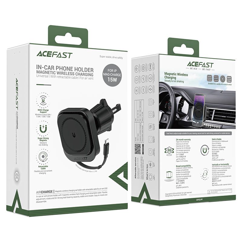 Acefast Fast Wireless Charger Magnetic Car Holder D32