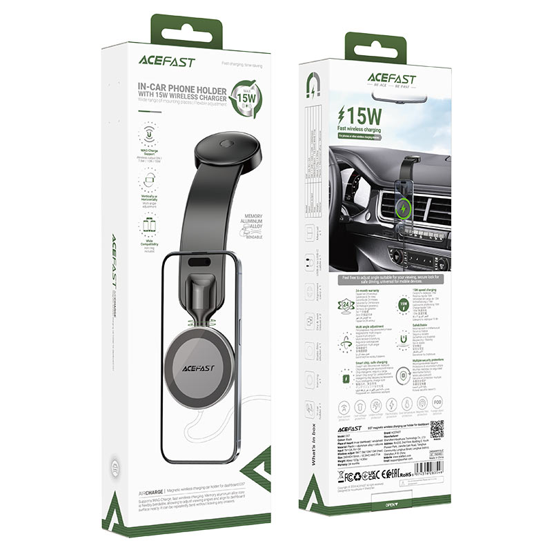 AceFast Fast Wireless Charger Magnetic Car Holder D37