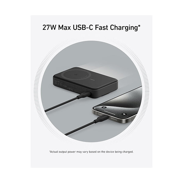 Anker MagGo Power Bank, Qi2 Certified 15W Ultra-Fast MagSafe-Compatible Portable Charger, 10,000mAh Battery Pack with Smart Display & Foldable Stand, For iPhone 16/15/14/13 Only (USB-C Cable Included)