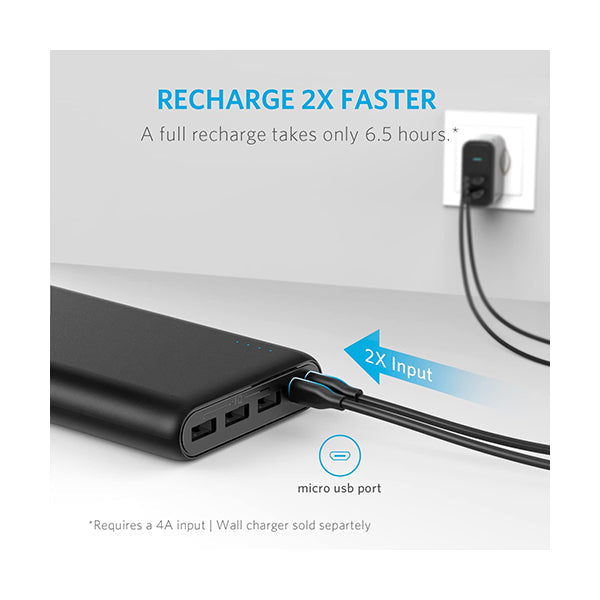 Anker Power Bank, 26,800 mAh External Battery with Dual Input Port and Double-Speed Recharging, 3 USB Ports for iPhone 15, 15 Plus, 15 Pro, 15 ProMax, iPad, Samsung, Android and Other Devices