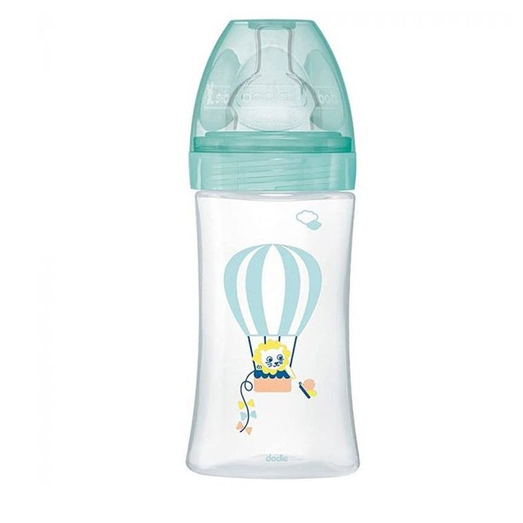Anti-Colic Flat Teat Medium Flow Bottle 0-6M Green
