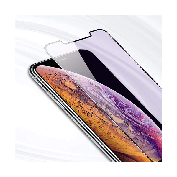 Clear Anti Blue Light Filter Tempered Glass Screen Protector for iPhone X - 1 Pack - Anti Fingerprint, Alignment Frame Easy Installation