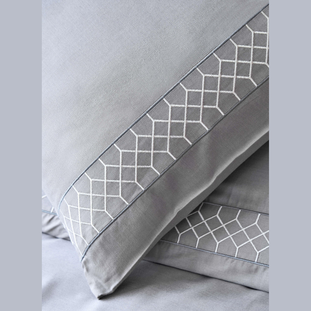 DOUBLE EMBROIDERED BAMBOO duvet cover SET HERA GRAY
